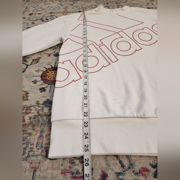 Adidas Womens White Mauve Oversized Pullover Sweatshirt lightweight Top, sz SZ - Picture 9 of 14